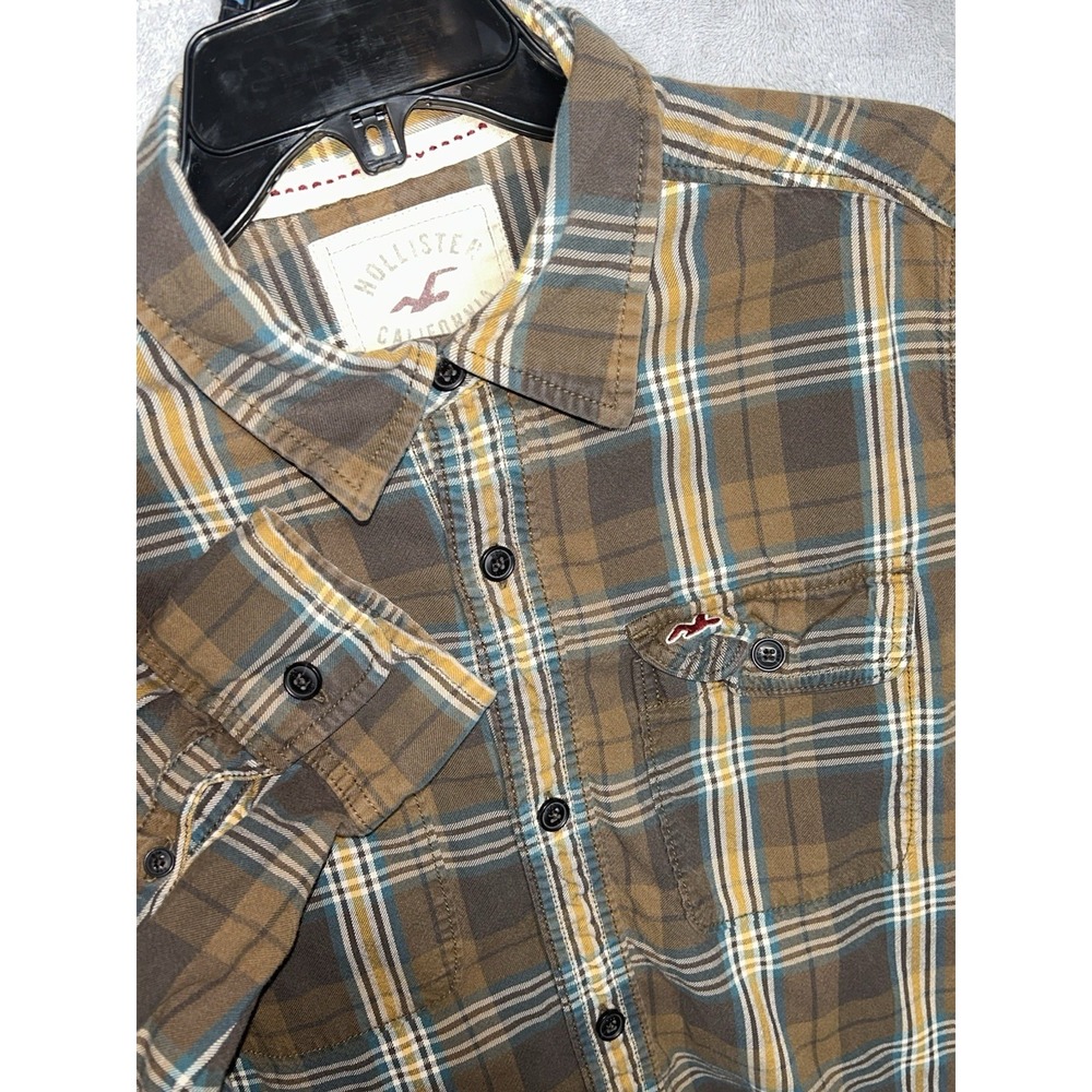 Vintage Y2k Hollister Shirt Mens Plaid Flannel Long Sleeve Button Up XL Big TAG